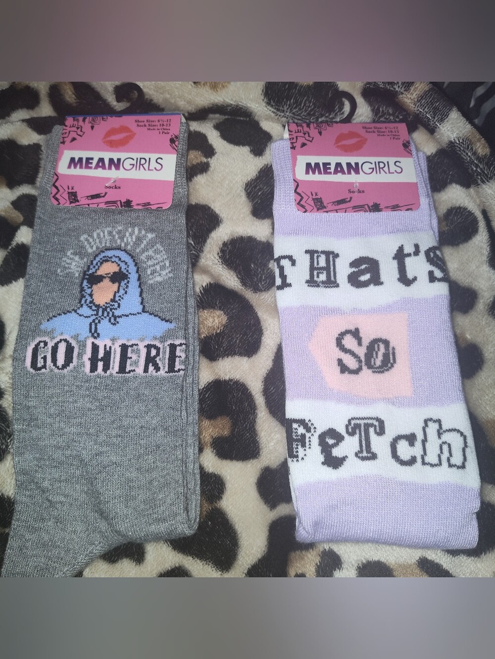glam Mean Girls Novelty Crew Socks - Gray & Lavender